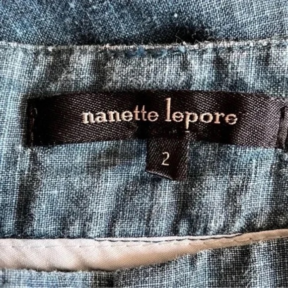 Nanette Lepore | Blue Washed Away Wide Leg Linen Blend Pants, Size 2 - Picture 6 of 8